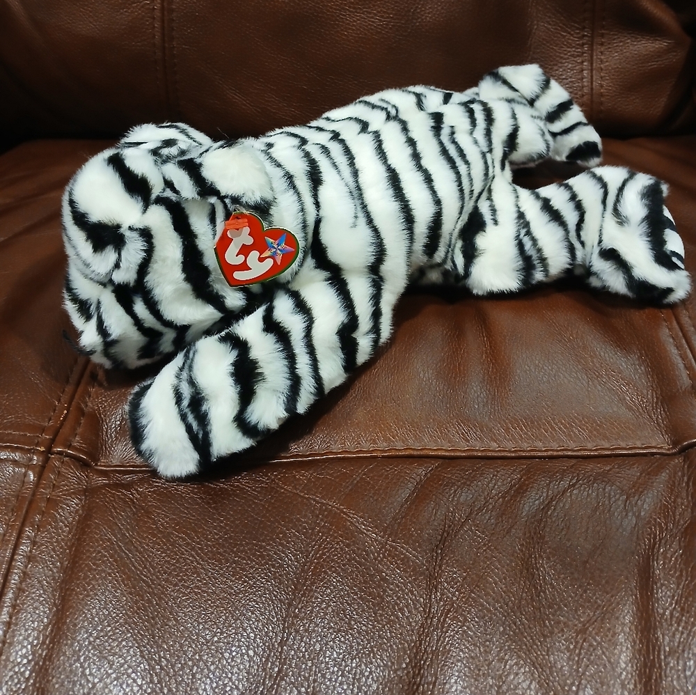 Large Ty Beanie Buddy White Tiger Plush NWT